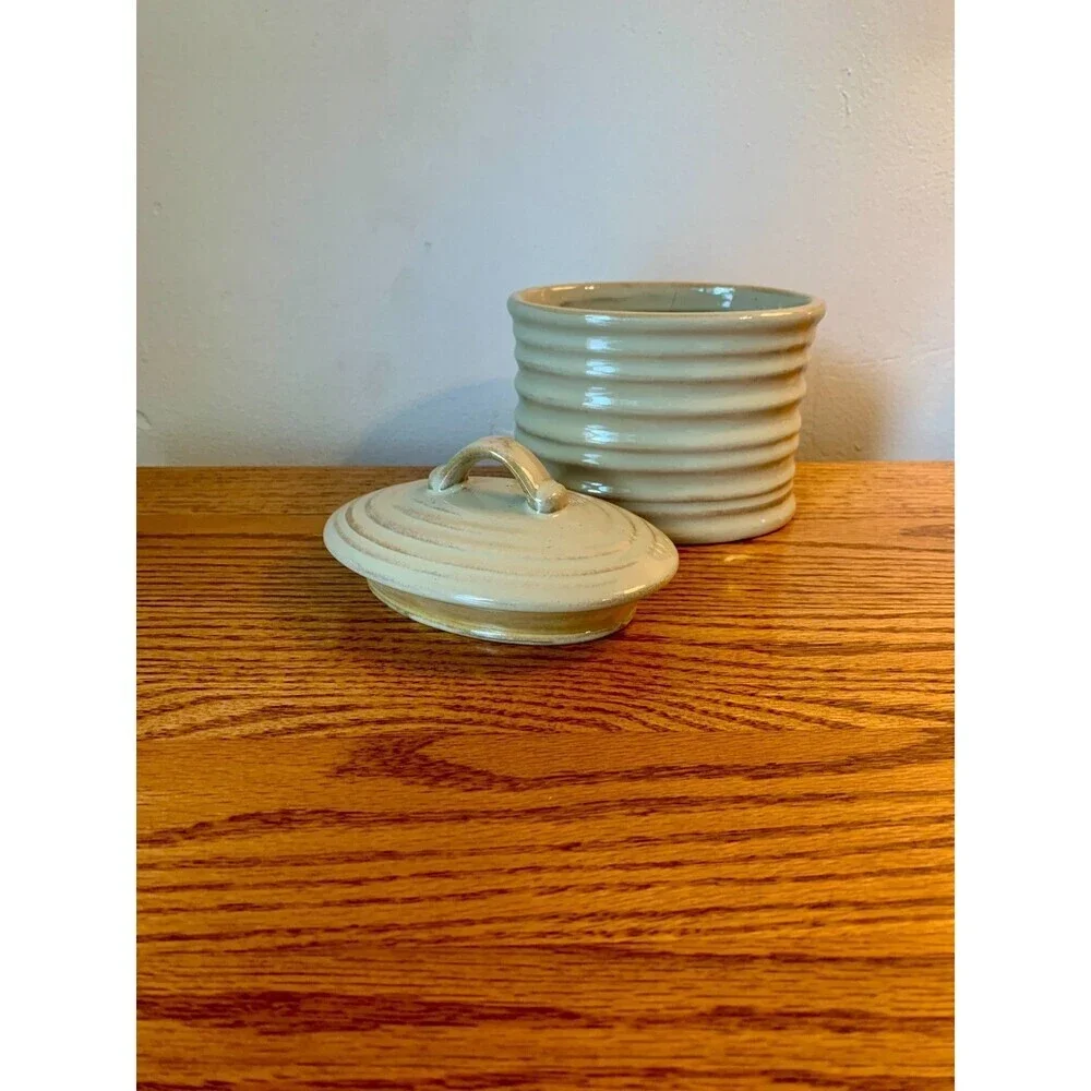 Pier One Terracotta VTG Candle Holder Canister Clay container coil Dish Vanilla